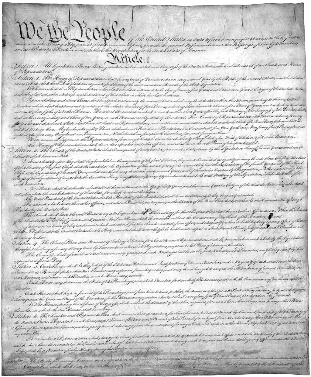The Constitution of the United States The following text is a transcription of the Constitution in its original form with original spelling (U.S. National Archives and Records Administration).