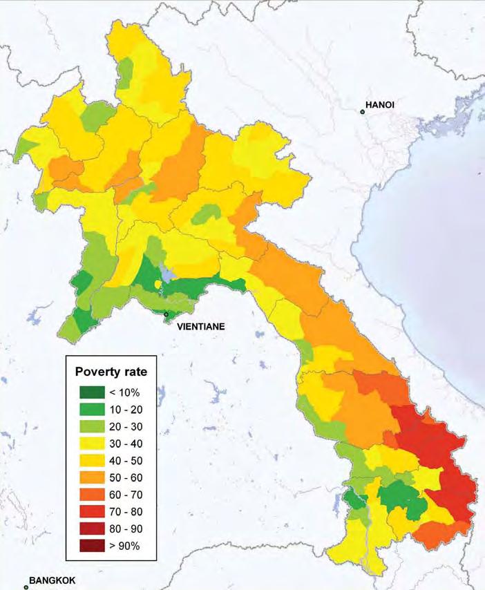 貧困者比率 %( 郡別 )2002/03 年 Poverty Headcount Ratio (%) by District (2002/03) Source: Swiss National Centre of Competence in Research North-South and