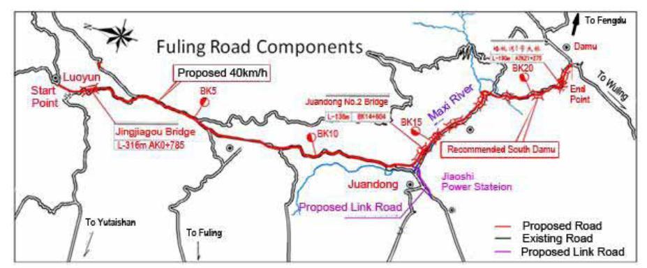 Road improvement will start from Fuling District s Jiaoshi Town to Damu Town, passing through Juandongchang Township, as in Figure 1-1. Jiaoshi Damu Figure 1-1: Location of Project 6.