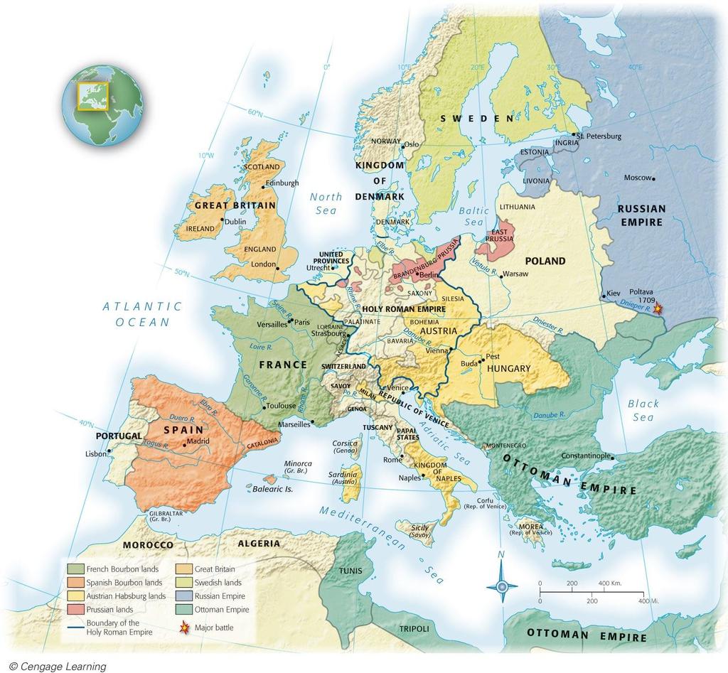 Europe in 1715 In 1715, when Louis XIV died, France was still the dominant power in Europe.