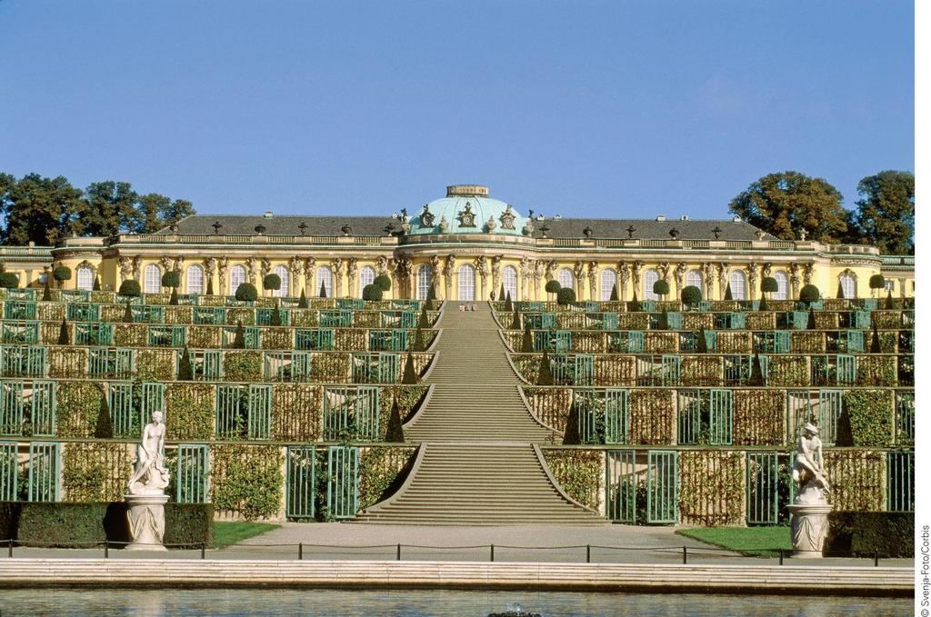 Sanssouci Palace at Potsdam Frederick II built this summer palace near Berlin. It was his answer to Louis XIV s Versailles and Leopold I s Schönbrunn in Vienna.