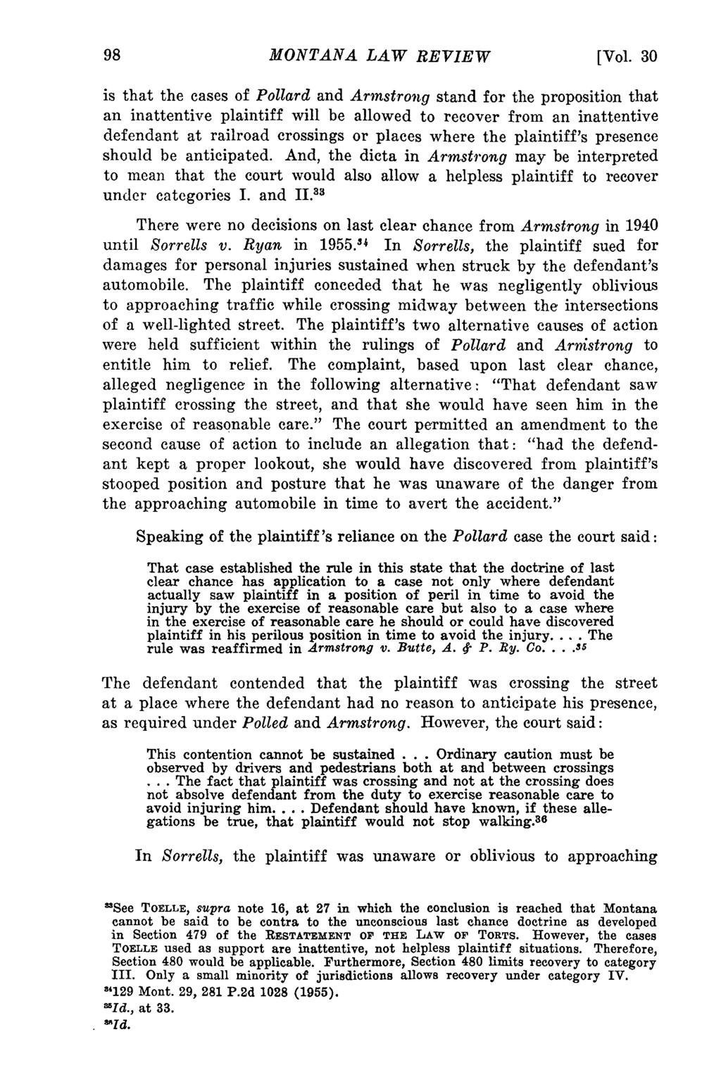 Montana Law Review, Vol. 30 [1968], Iss. 1, Art. 8 MONTANA LAW REVIEW [Vol.