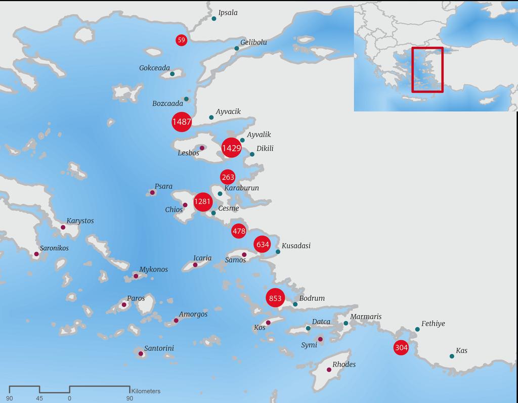 Irregular Migrants Rescued and Apprehended Irregular Migrants on Sea According to Turkish Coast Guard (TCG) daily reports, TCG apprehended 6,976 irregular migrants at sea and registered 37 fatalities