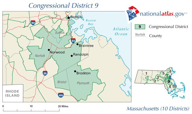 The splitting of the south coast of Massachusetts into three districts which are all dominated by other parts of the district effectively emasculates the local community.