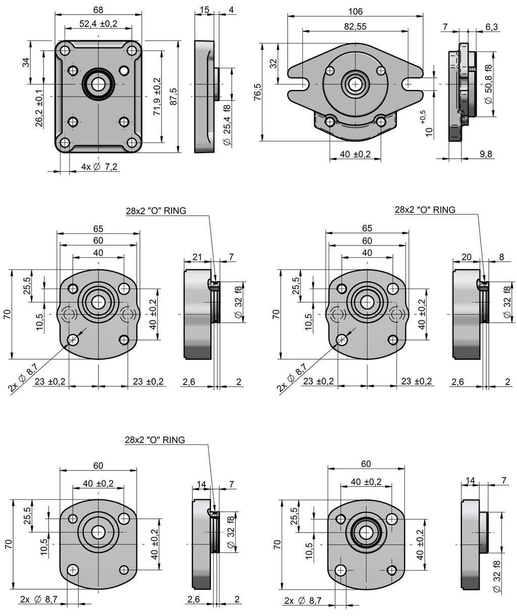 P23 Design of Flange, Drive Shaft and Inlets and