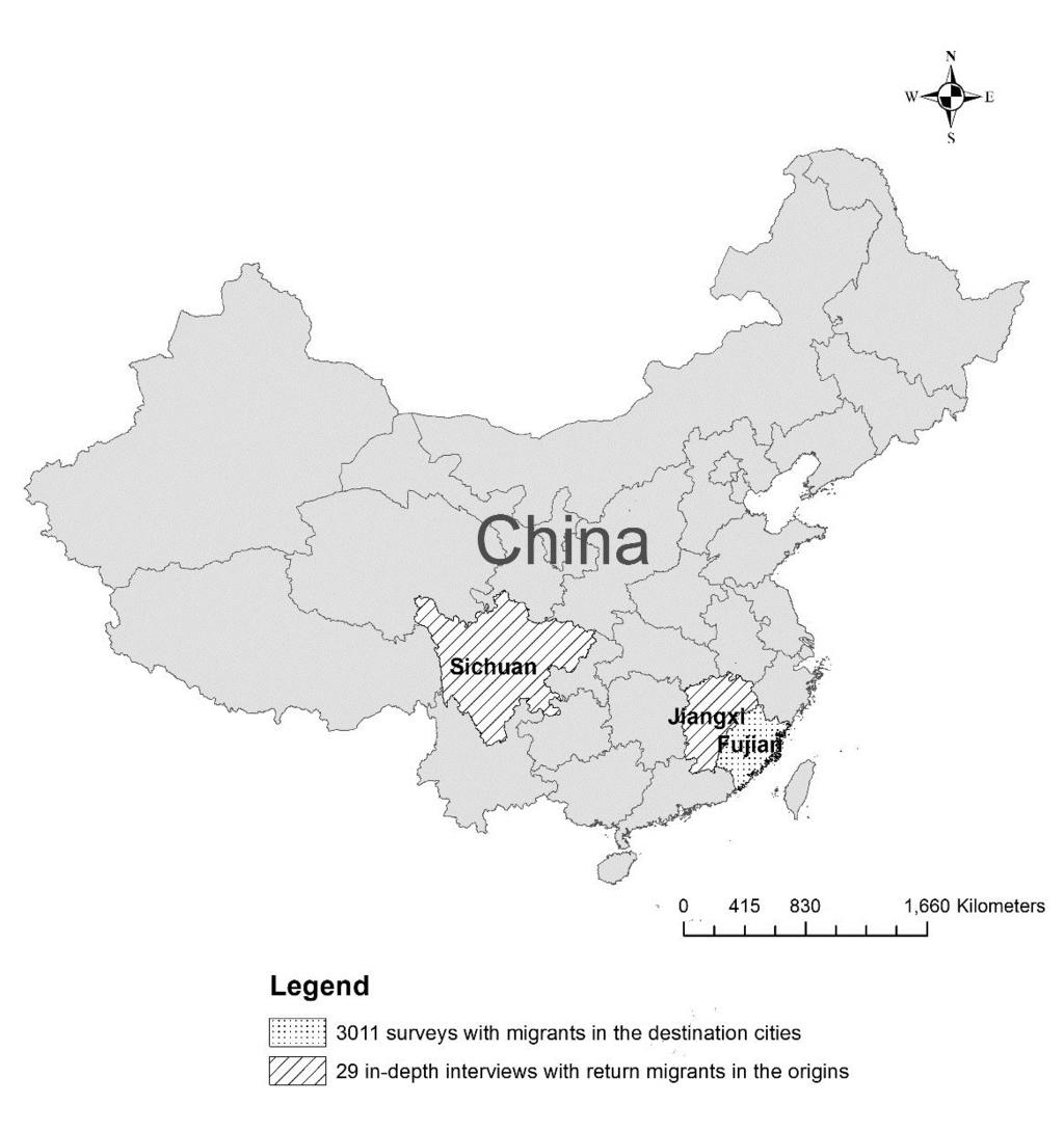 Figure 3.1. Map of the study area: Fujian, Sichuan and Jiangxi 3.1.1. Fujian province Since 1978, coastal cities in China have been the major destinations of intra- and inter-provincial labour migrants.