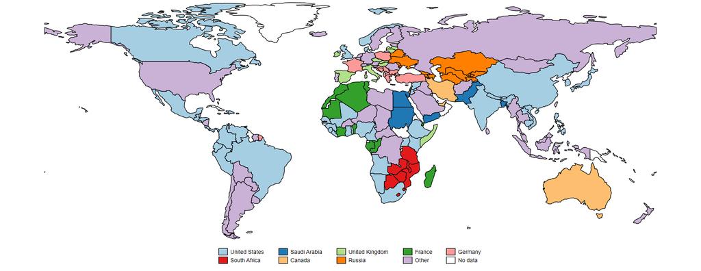 Figure 4: World map of largest country-of-destination group among potential migrants income countries have gross national per capita income below 1005 PPP$, lower-middle income countries are in the