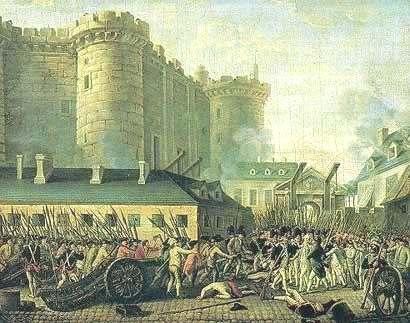 The First Ba;le Storming of the Bastille French prison is taken over by angry mob looking for gunpowder