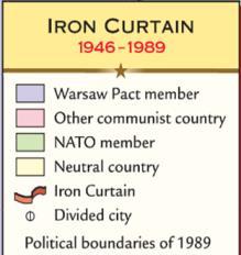 By 1946, Europe was divided by an iron curtain that separated democratic/capitalist Western