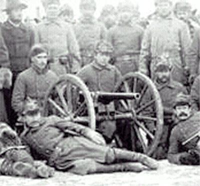 The 7 th Cavalry had 4 Hotchkiss Guns {like the one shown here} at Wounded Knee.