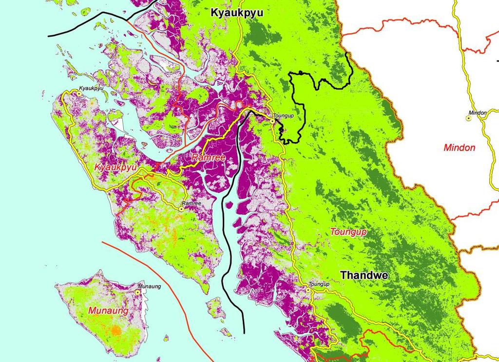 Detail of mangrove coverage analysis in Rakhine State Hazard and Vulnerability Mapping Natural hazards are affecting increasing numbers of people every year.
