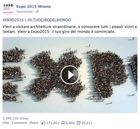 The launch video, supported by an advertising campaign, was viewed 24 million times on Facebook #EXPO2015 #ILTUOGIRODELMONDO Video