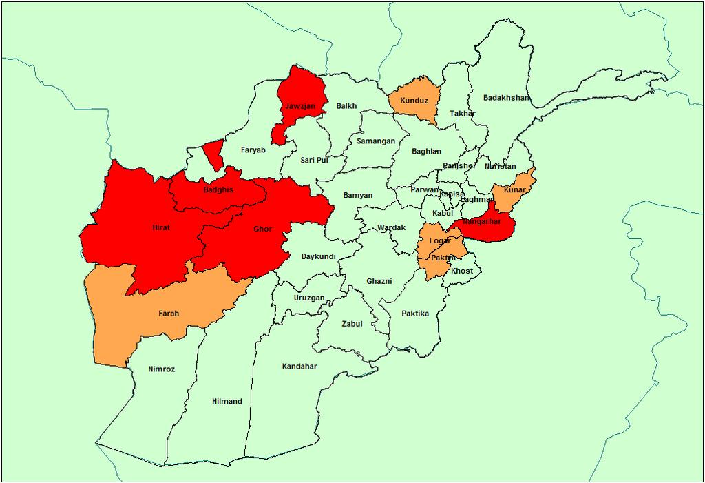 Snapshot of displacement profiled in DECEMBER 2013 Badghis: 211 families (1,072 individuals) were displaced in 12 separate groups from different districts of Badghis to the provincial center in