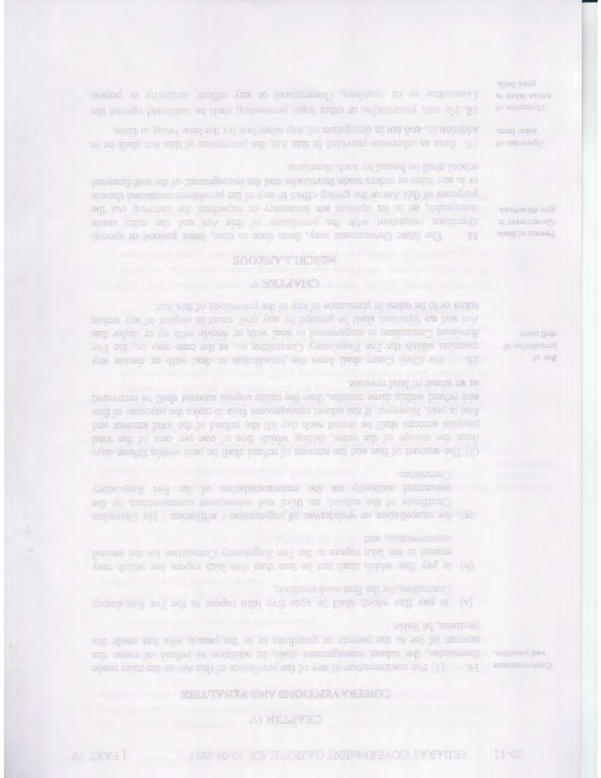 20-12 GUJARAT GOVERNMENT GAZETTE, EX. 12-04-2017 [PART IV CHAPTER IV CONTRAVENTIONS AND PENAL TIES Contraventions 14.