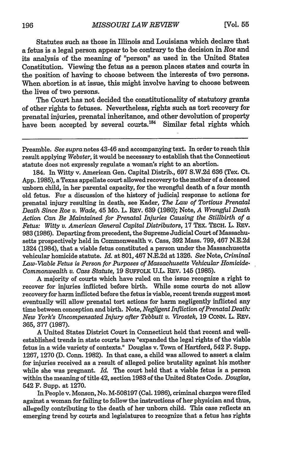Missouri Law Review, Vol. 55, Iss. 1 [1990], Art. 5 MISSOURI LAW REVIEW [Vol.