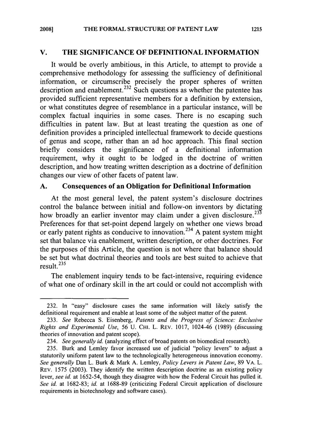 2008] THE FORMAL STRUCTURE OF PATENT LAW V.