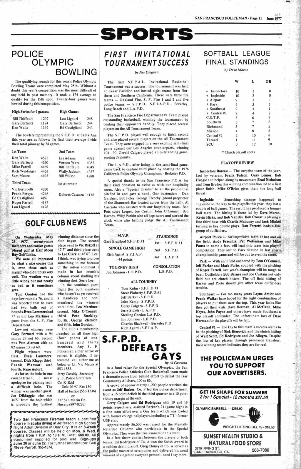 SAN PRANCSCO POLCEMAN - Page 11 June 1977 SPORTS F#% f%r rulld -K VV/4UY/4L.