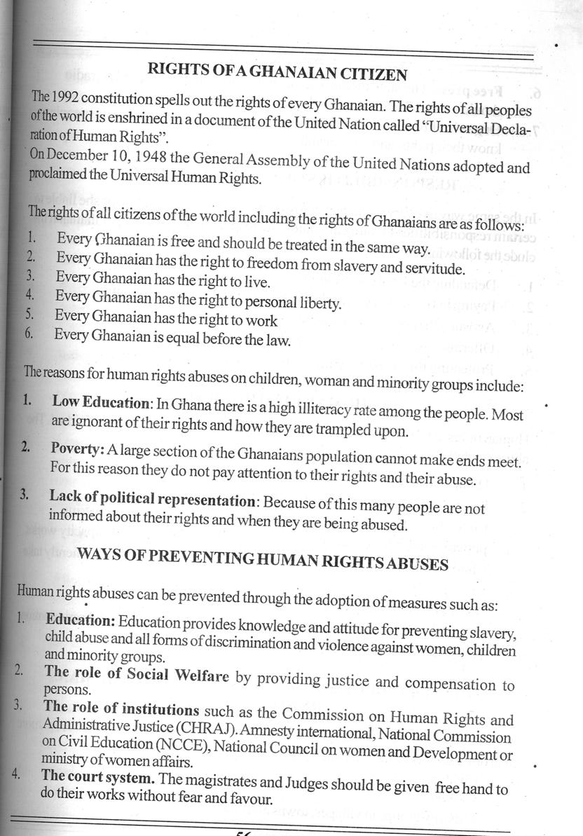 Figure 4: Example of Human Rights and Citizenship Rights Source: 2004. Ghana.