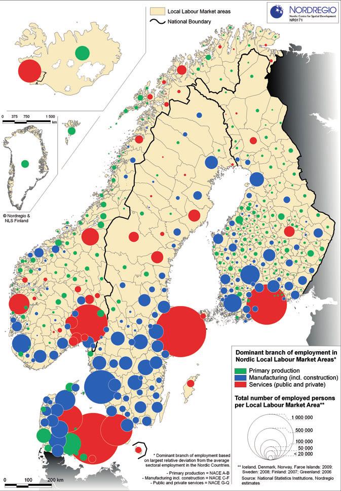 Figure 43: Dominant branch of employment in Nordic