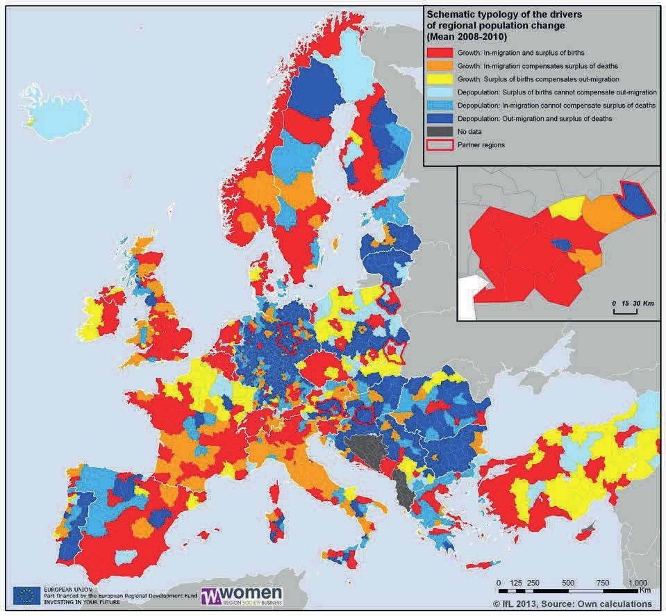 Map 9: Typology of the drivers of regional population change 2011 Slovenia Own calculations based on EUROSTAT data.