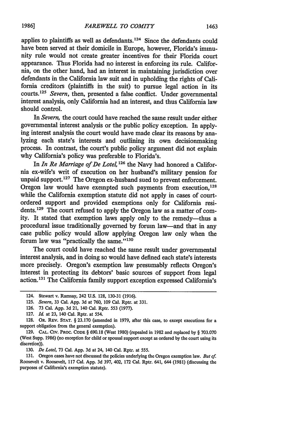 1986] FAREWELL TO COMITY 1463 applies to plaintiffs as well as defendants.