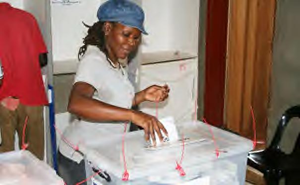 Voters queeing during Elections in one of the Polling Stations A number of voting stations encountered technical problems which includes voters having voter cards but not appearing on the voters list.