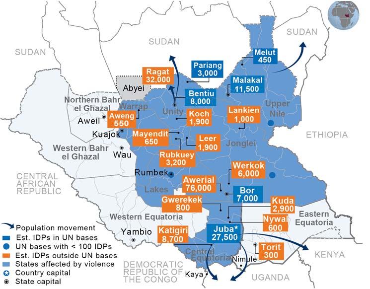 South Sudan Crisis Situation report as of 1 January 2014 Report number 6 This report is produced by OCHA South Sudan in collaboration with humanitarian partners.
