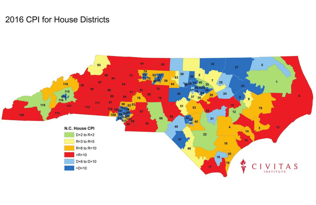 Civitas Partisan Index 2016 BY SUSAN MYRICK NC Capitol Connection, June, 2018 9 The updated Civitas Partisan Index (CPI) shows the political balance of power in North Carolina for the 2016 elections.