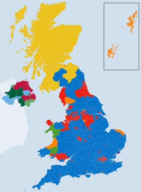 Electoral Map 2015 Electoral Map The 2015 election saw vast swathes of England vote Conservative as the party won 331 seats and enough to secure a small majority, despite pollsters predicting the