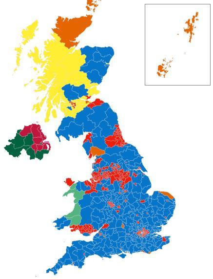 Labour lost 26 seats overall, the SNP won all but three Scottish constituencies and the Liberal Democrats were largely wiped out reducing their MPs from 49 to just 8.