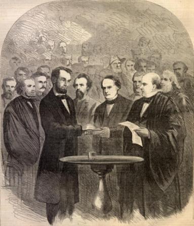 LINCOLN TAKES OFFICE March 4, 1861 Lincoln was inaugurated.