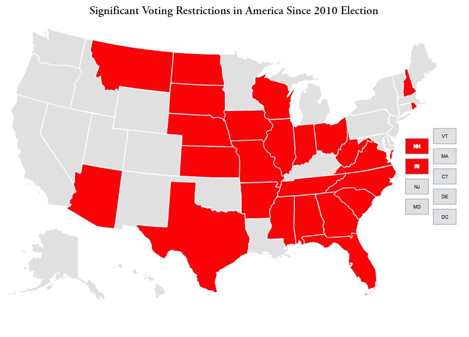 Voter Suppression in the States Since 2010, 25 states have passed laws aimed at making it harder to vote Voter Id Requirements Reducing Early