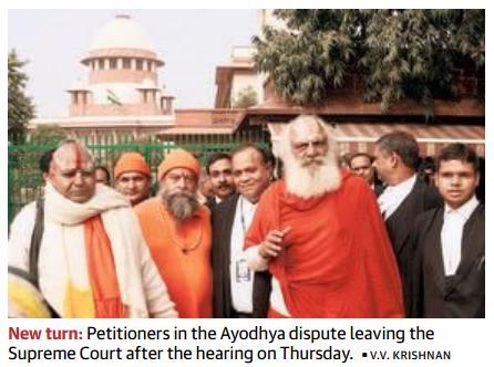 Prelims Focus Facts-News Analysis Page-1,10- SC to handle Ayodhya title dispute only as a land issue Bench led by CJI refuses to entertain any third party intervention in the issue