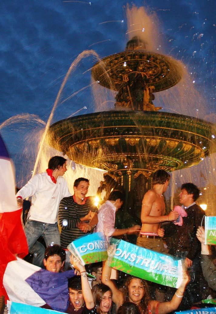 34 Supporters of conservative Nicolas Sarkozy celebrate his victory in the French presidential elections at La Place de la Concorde on May 6, 2007, in Paris.