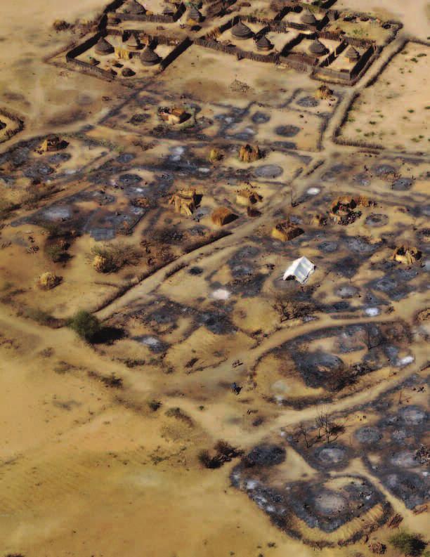 About two-thirds of Abu Suruj, a town in northern West Darfur, was burned to the ground when government forces and