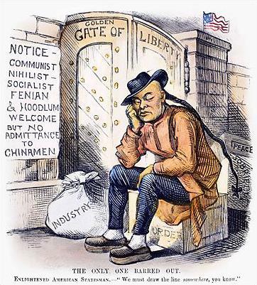 Chinese Exclusion Acts The statute of 1882 suspended Chinese immigration for ten years and declared the Chinese as ineligible for naturalization.