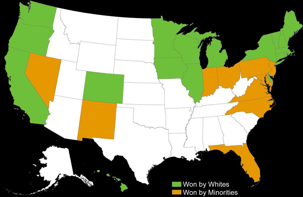 2008 Blue States: Won by Whites and