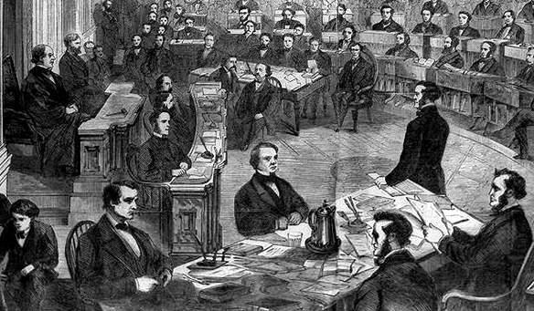 Johnsons Impeachment Trial Johnson removed Secretary of War Stanton from his cabinet on February,1868 and substituted