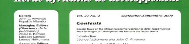 POTENTIAL AREAS OF LINKAGE BETWEEN AfDB & AFEA African Development Review The African