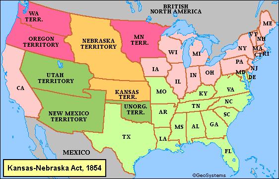 NEBRASKA Effected differently than Kansas Further north Was a larger territory After the Kansas-Nebraska act several bills were brought to abolish slavery but the governor vetoed them awaiting a