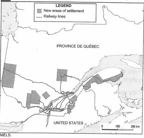 Emigration of French Canadians in the late 1800s Some new area of colonization
