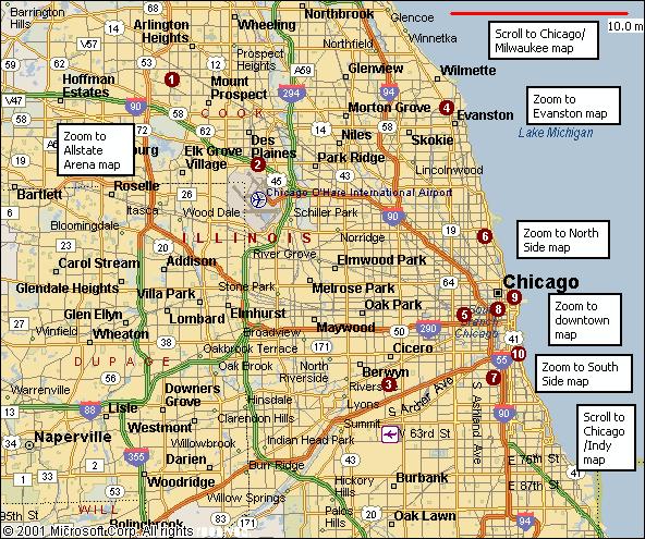 Resources Map of Chicago Landmarks Landmarks: 1 - Arlington Park Race Course 2 - Allstate Arena 3 - Sportsman's Park/Chicago Motor Speedway 4 -