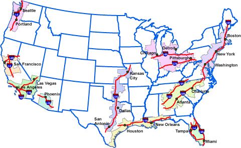 Megapolitan Interstates Megapolitan Geography Map showing major