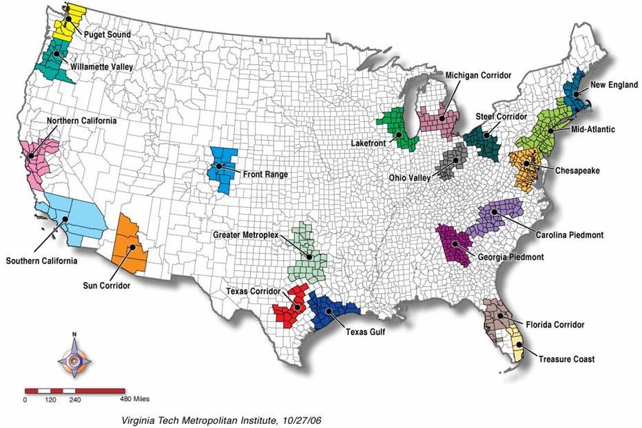 2006 Megapolitan America 30% 70% Geographic Center of US Population
