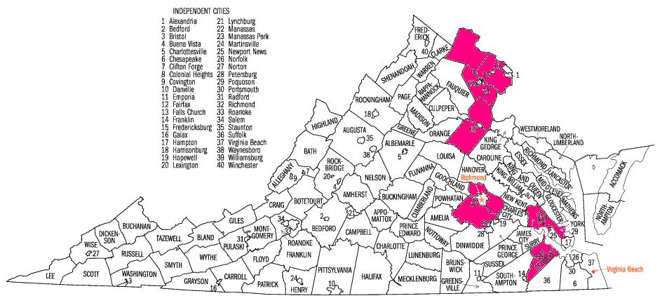 VA Top Counties 2030 Loudoun 82% Fairfax 31% Prince