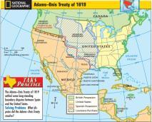 Slide 28 Adams-Onis Treaty In 1819, the United States and Spain signed the Adams-Onis Treaty, settling the