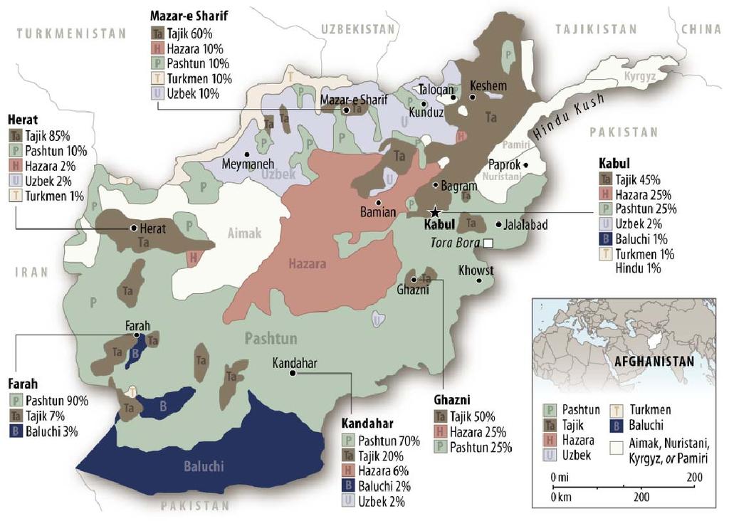 Figure 1. Map of Afghan Ethnicities Source: 2003 National Geographic Society, http://www.afghan-network.net/maps/afghanistan-map.pdf.