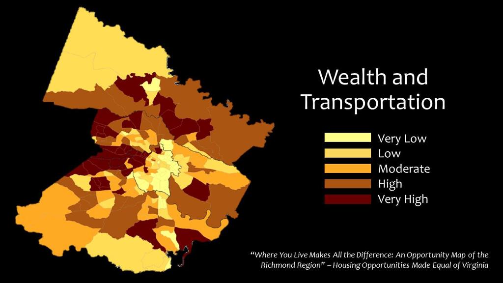 The same pattern holds true when it comes to transportation and housing as a key component of household wealth.