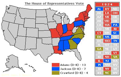 The Corrupt Bargain no political opposition - all candidates ran as Republicans Jackson wins electoral votes (99 to 84) - not enough to win