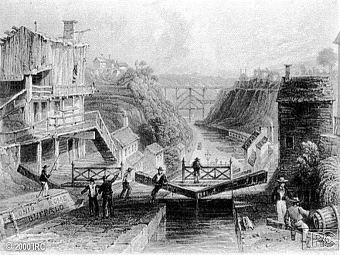 Here at Lockport, a deep gorge required a series of locks to move barges to the higher water level.